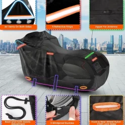 Srimmit Motorradgarage Winterfest Deluxe | 420D Oxford Abdeckplane mit Side+Top