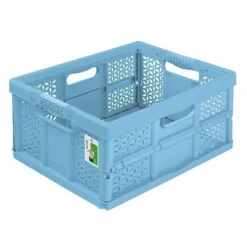 Stabile Profi Klappbox 32L PAFEN Einkaufskiste klappbar mit Soft-Griffe Blau