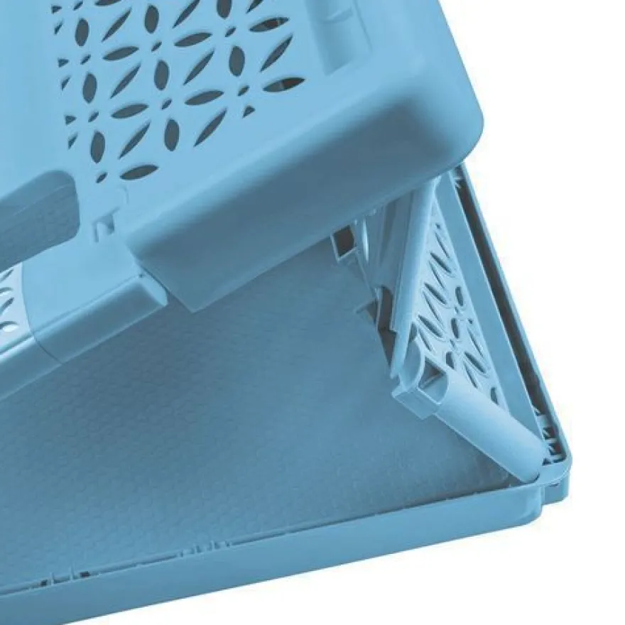 Stabile Profi Klappbox 32L PAFEN Einkaufskiste klappbar mit Soft-Griffe Blau