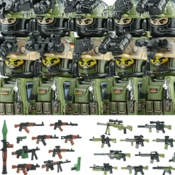Stadtkommando Special-Forces Figuren SWAT Armee Soldat Schild Waffen Klemmbausteine