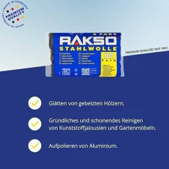 Stahlwolle RAKSO 8 Pads Schleifwolle Polierwolle für Metalle, Holz, alle Größen