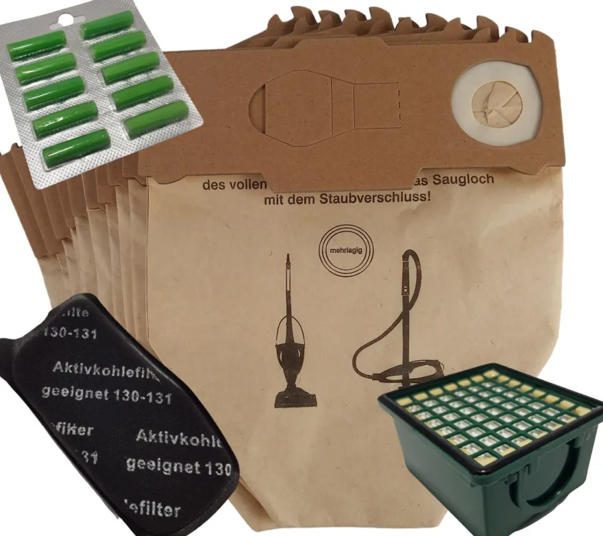 20 Staubsaugerbeutel Papier geeignet Vorwerk Kobold 130 131 + Filterset + 10 Duft