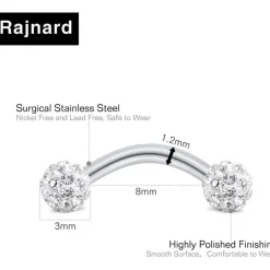 9-10 Stück Augenbrauenpiercing Rook Piercing Ohrringe 16G 8mm Diamant Perle Star
