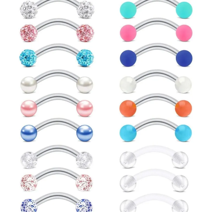 9-10 Stück Augenbrauenpiercing Rook Piercing Ohrringe 16G 8mm Diamant Perle Star