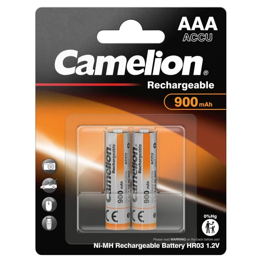 4 Stück Camelion Akku AAA aufladbar 900 mAh Accu NiMh 1,2V HR03