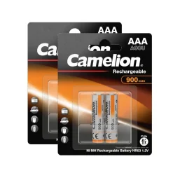 4 Stück Camelion Akku AAA aufladbar 900 mAh Accu NiMh 1,2V HR03