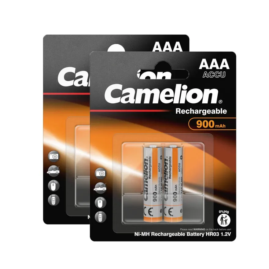 4 Stück Camelion Akku AAA aufladbar 900 mAh Accu NiMh 1,2V HR03