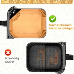 130 Stück Hivio Backpapier für Heißluftfritteuse COSORI 2 Kammern 8,5L