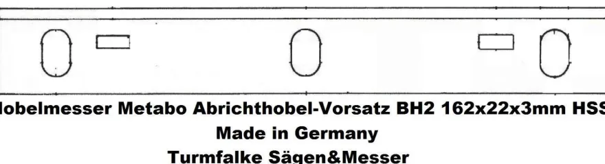 2 Stück Hobelmesser Metabo Abrichthobel-Vorsatz BH2 162x22x3mm HSS