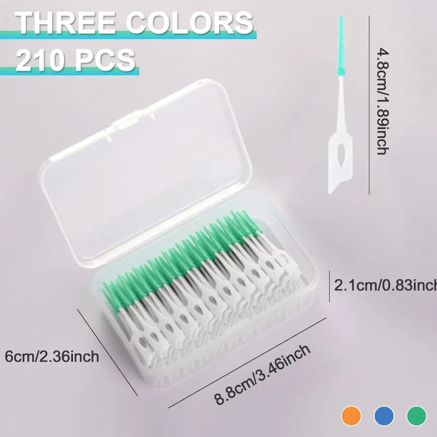210 Stück Interdentalbürsten Silikon Zahnseide Reinigung Stick Zahnzwischenräume