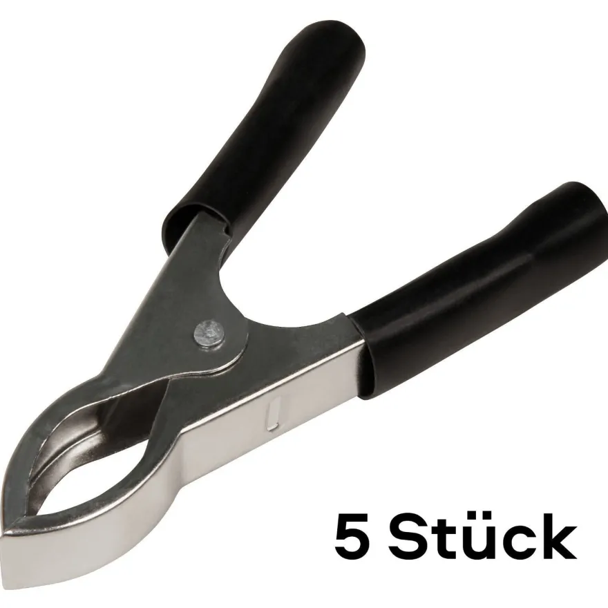 5 Stück Krokodilklemme McPower, 82mm, schwarz, 20A