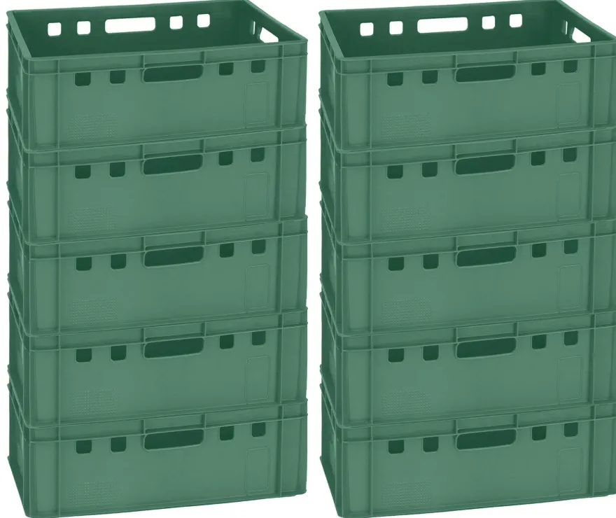 10 Stück Lagerkiste Box E2 grün 60x40x20 cm NEU Gastlando