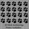 20 Stück Pfoten Aufkleber 3cm Hundepfoten Katzenpfoten dog cat sticker Auto 12/6