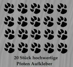 20 Stück Pfoten Aufkleber 3cm Hundepfoten Katzenpfoten dog cat sticker Auto 12/6