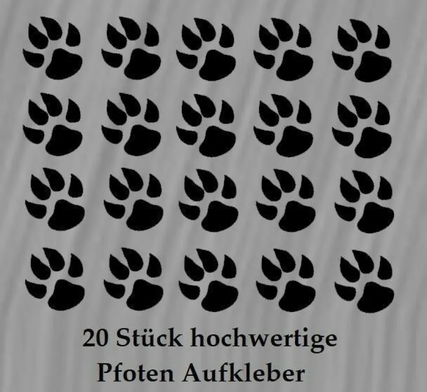 20 Stück Pfoten Aufkleber 3cm Hundepfoten Katzenpfoten dog cat sticker Auto 12/6