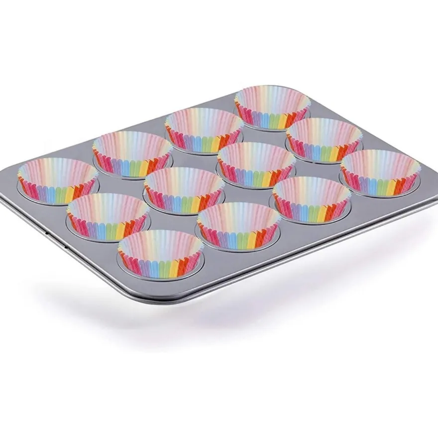 200 Stück Regenbogen Cupcake Liner Muffinförmchen Papier Backformen