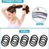 15 Stück Schwarze Elastische Haarbänder Zopfgummi für Damen, Mädchen