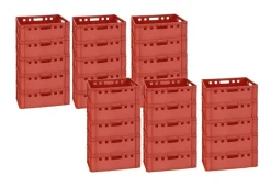 15 Stück Transportboxen Umzugskisten Lagerkisten 60x40x20 cm rot NEU Gastlando