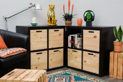 4 Stück Weinkiste Natur passend für Ikea Kallax und Expeditregale Holzkiste Regalk