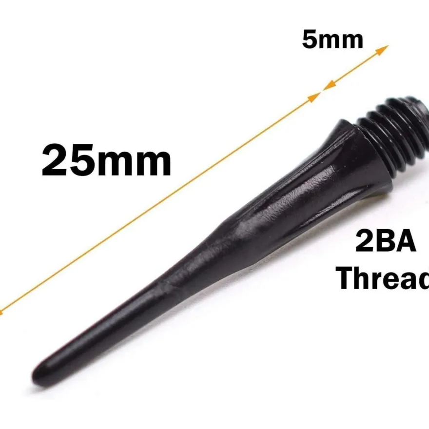 500 Stück WIN. MAX Dartspitzen 2BA Schwarz Plastik softdart Spitzen