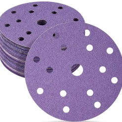Stebruam 30tlg Keramik Schleifpapier 150mm Klett, 15 Loch, Körnung 60-600 für