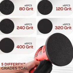 Stebruam 30tlg. 150mm Klett Schleifpapier Körnung 80-400 für Nass- und