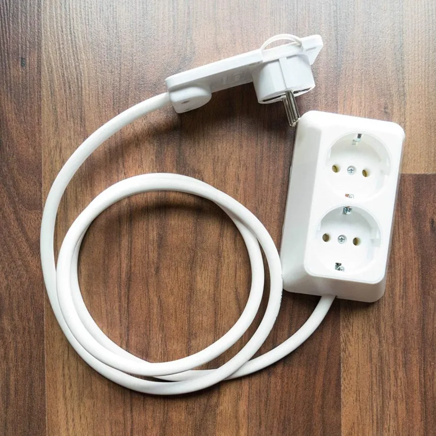 Steckdose mit 2er 1m Mehrfachsteckdose Multistecker Möbel hinter Flachstecker