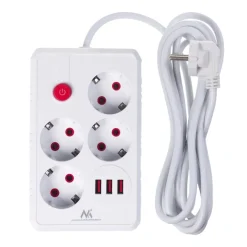 Steckdosenleiste 4 Steckdosen 2500W 3xUSB weiß 3m MCE393 W Maclean