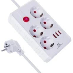 Steckdosenleiste 4 Steckdosen 2500W 3xUSB weiß 3m MCE393 W Maclean