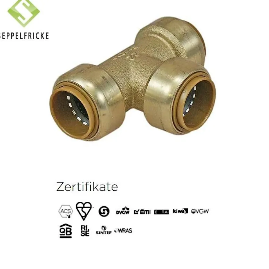 Steckfitting Messing T-Stück, 15-22mm, gleich oder reduziert, Tectite T130