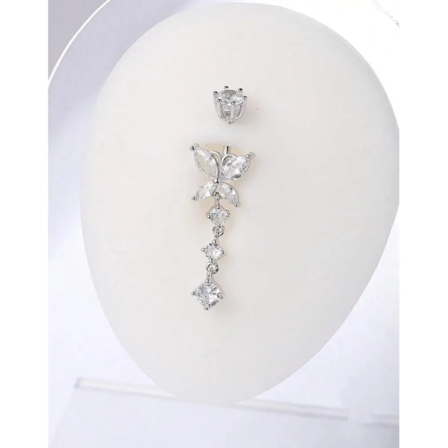 925 Sterling Silber Bauchnabelpiercing 10mm mit Anhänger Piercing 14G