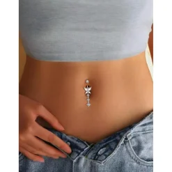 925 Sterling Silber Bauchnabelpiercing 10mm mit Anhänger Piercing 14G