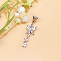 925 Sterling Silber Bauchnabelpiercing 10mm mit Anhänger Piercing 14G