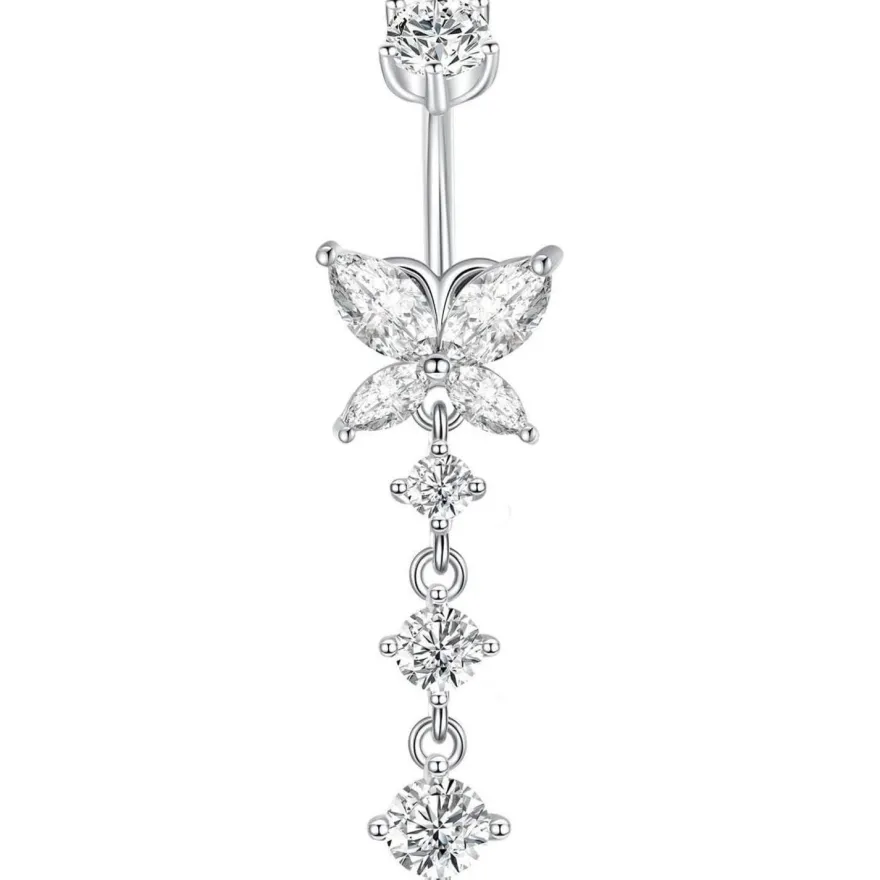 925 Sterling Silber Bauchnabelpiercing 10mm mit Anhänger Piercing 14G