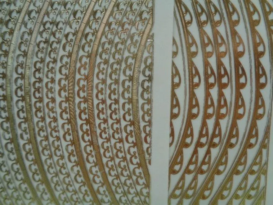 Stickerbogen Gravur Bordüren transparent-gold --- Auswahl ---