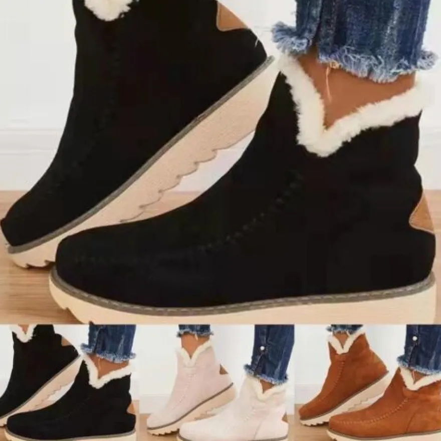 Stiefel Damen Freizeit Boden Stiefeletten Dick Schlosser Zeh Gestrickt