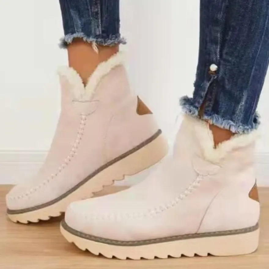 Stiefel Damen Freizeit Boden Stiefeletten Dick Schlosser Zeh Gestrickt