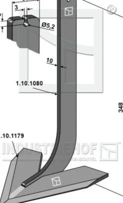 Stiel mit Schar 120mm zum Schweißen 1.10.1182