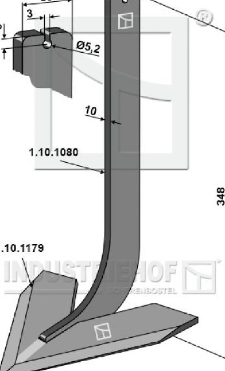 Stiel mit Schar 120mm zum Schweißen 1.10.1182