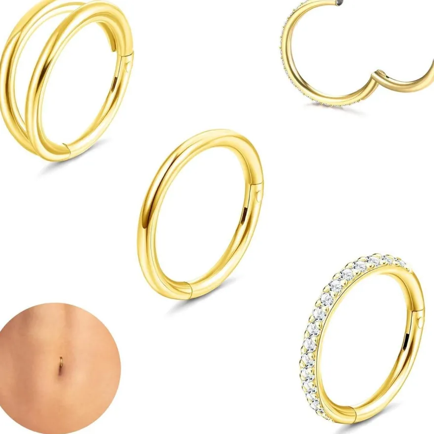 3STK Bauchnabelpiercing Set Chirurgenstahl Zirkonia Damen Körper Schmuck