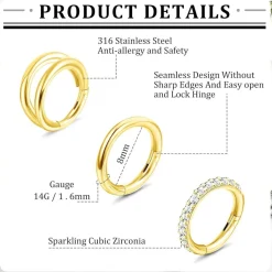 3STK Bauchnabelpiercing Set Chirurgenstahl Zirkonia Damen Körper Schmuck