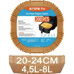 Stone TH 200 Stück Backpapier für Heißluftfritteuse 4,5L-8L, Airfryer