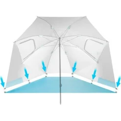 Strandschirm 2in1 mit Windschutz UV-Schutz Sonnenschirm Camping NILS CAMP NC17114