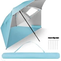Strandschirm 2in1 mit Windschutz UV-Schutz Sonnenschirm Camping NILS CAMP NC17114