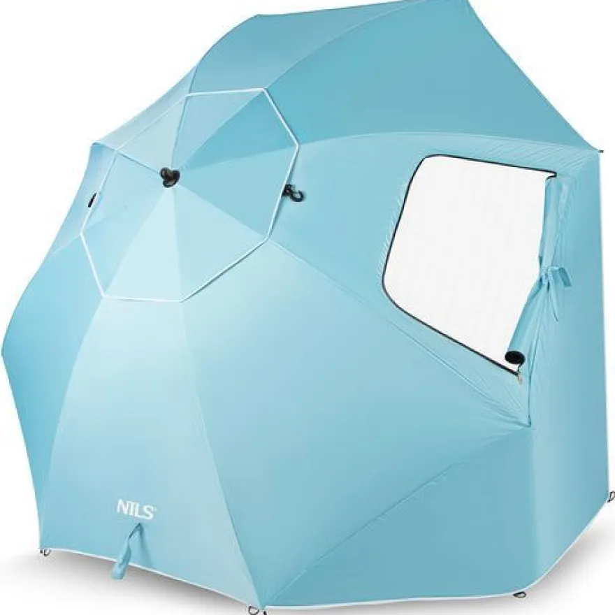 Strandschirm 2in1 mit Windschutz UV-Schutz Sonnenschirm Camping NILS CAMP NC17114