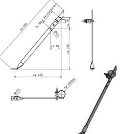 Stützradstrebe, 650 mm lang, für Ø 60 mm Stützrad