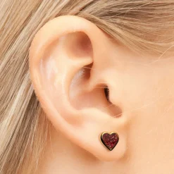 STUDEX * Herz Glitter rot* Medizinische Ohrstecker Ohrringe vergoldet