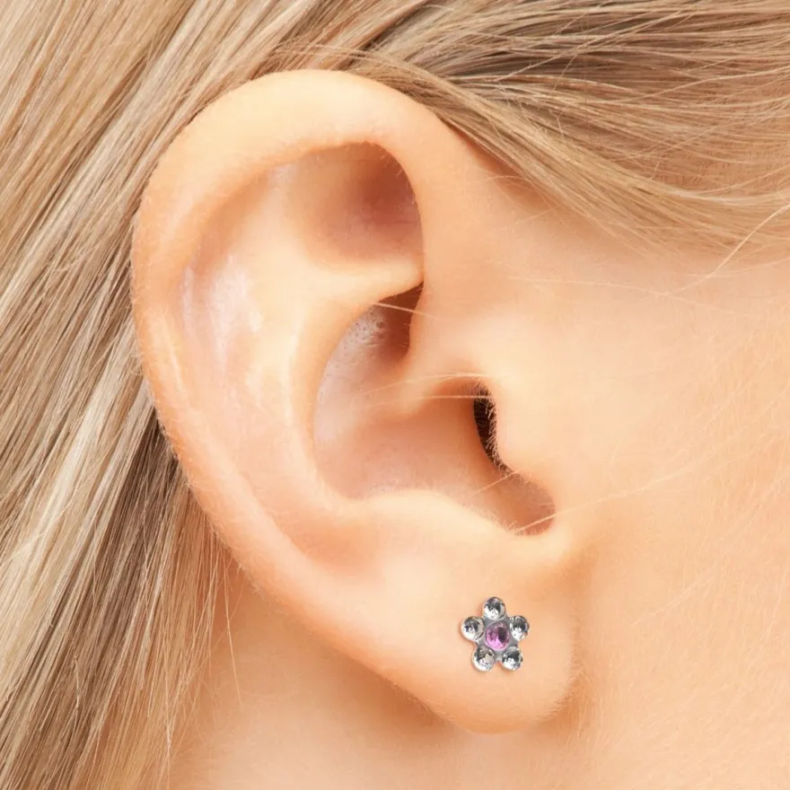 STUDEX Medizinische Ohrstecker * BLUME Crystal/ ROSÉ* Erstohrstecker Piercing