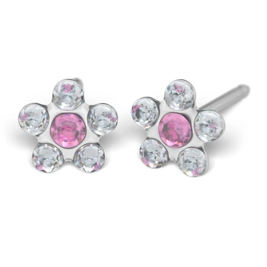 STUDEX Medizinische Ohrstecker * BLUME Crystal/ ROSÉ* Erstohrstecker Piercing