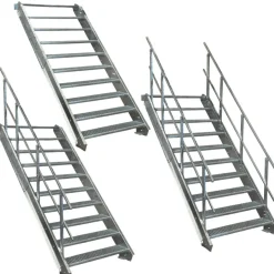 10 Stufen Stahltreppe STATIK Breite 60 - 120 cm, Geschosshöhe 150 - 200 cm